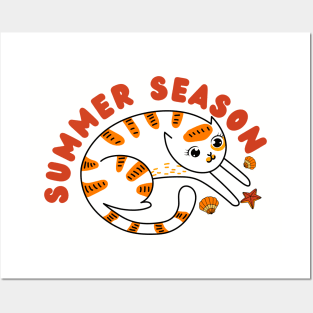 Summer season cat Posters and Art